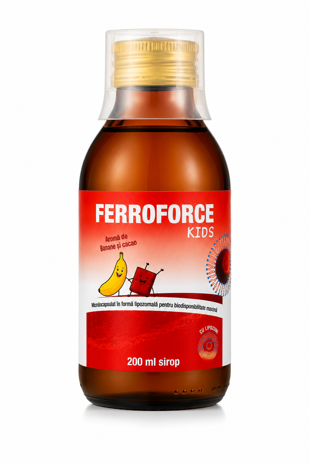 FERROFORCE KIDS Liposomal Iron Syrup 200 ml Banana & Cocoa Flavor (Iron, Folic Acid & Vitamin B12)