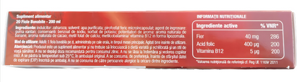 Ferroforce Oral Vials, 40 mg Microencapsulated Iron, Liposomal Vitamin B12, and Folic Acid