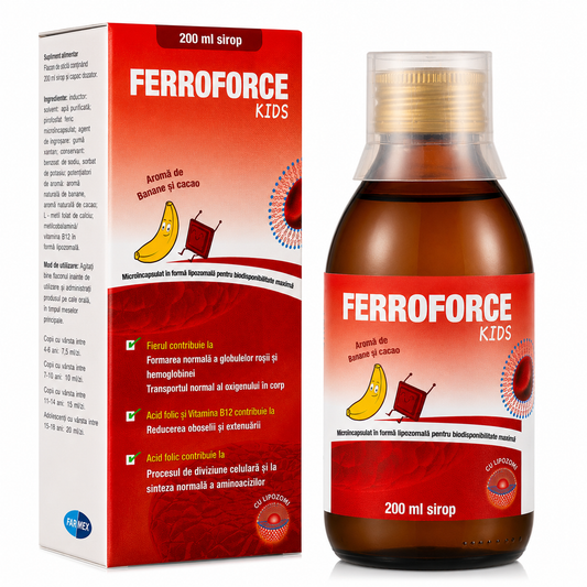 FERROFORCE KIDS Liposomal Iron Syrup 200 ml Banana & Cocoa Flavor (Iron, Folic Acid & Vitamin B12)