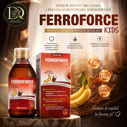 FERROFORCE KIDS Liposomal Iron Syrup 200 ml Banana & Cocoa Flavor (Iron, Folic Acid & Vitamin B12)