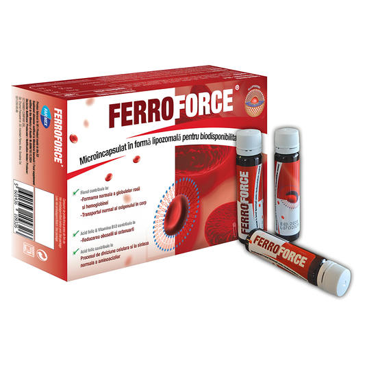 Ferroforce Oral Vials, 40 mg Microencapsulated Iron, Liposomal Vitamin B12, and Folic Acid