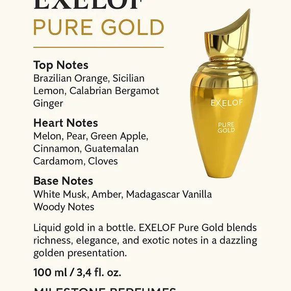 Milestone Exelof Pure Gold Eau De Parfum 85ml Unisex (inspired by Xerjoff Erba Gold)