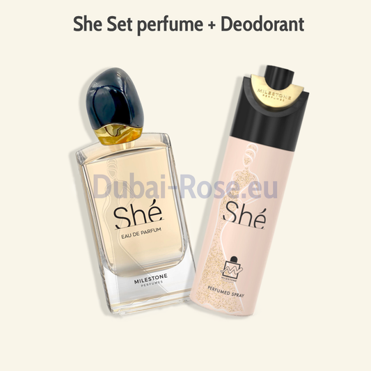 Set She (parfum 100ml + Deodorant 200ml) By Milestone